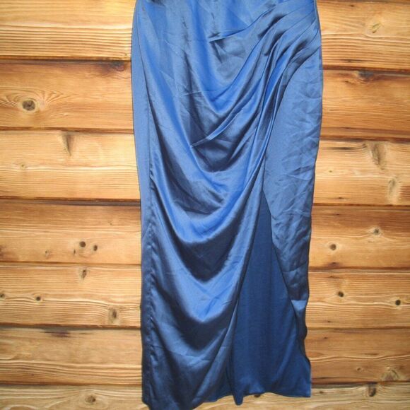 Mac Duggal 27014 Womens Blue PUFF SLEEVE PLEATED BODICE DRAPED GOWN - Picture 8 of 13